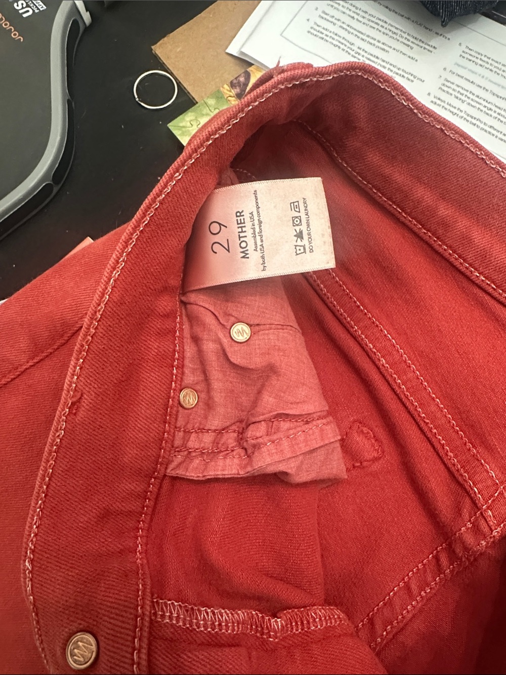 MOTHER Women's Jeans in Rusted Brick Red